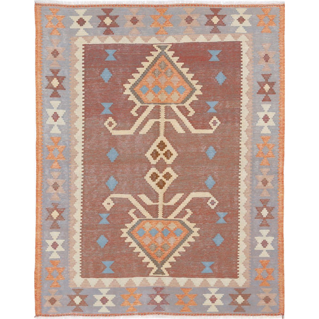 Kafkaas Kilim Hand-Woven Wool Kilim IVA0003988 - Natalia Rugs