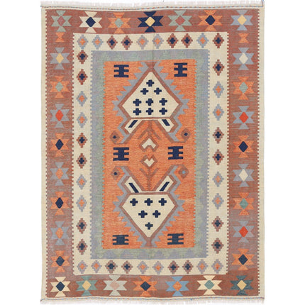 Kafkaas Kilim Hand-Woven Wool Kilim IVA0003991 - Natalia Rugs