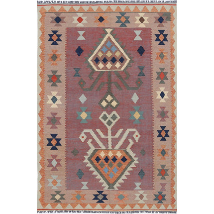 Kafkaas Kilim Hand-Woven Wool Kilim IVA0003997 - Natalia Rugs