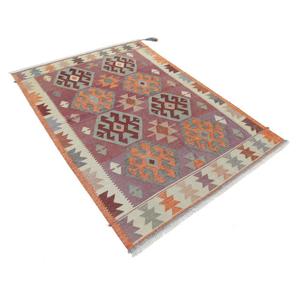 Kafkaas Kilim 4' 9" X 6' 11" Wool Hand-Woven Kilim 4' 9" X 6' 11" (145 X 211) / Multi / Multi