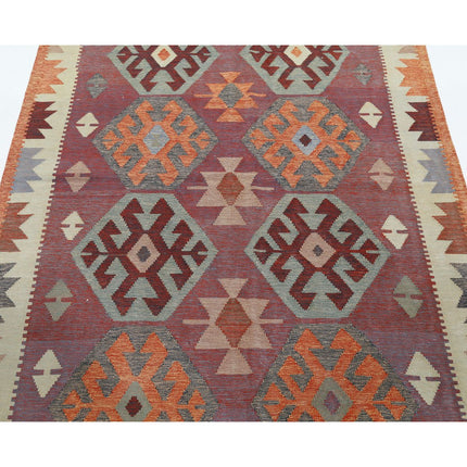 Kafkaas Kilim 4' 9" X 6' 11" Wool Hand-Woven Kilim 4' 9" X 6' 11" (145 X 211) / Multi / Multi