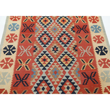 Kafkaas Kilim 4' 7" X 6' 9" Wool Hand-Woven Kilim 4' 7" X 6' 9" (140 X 206) / Multi / Multi