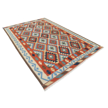 Kafkaas Kilim 6' 7" X 9' 11" Wool Hand-Woven Kilim 6' 7" X 9' 11" (201 X 302) / Multi / Multi