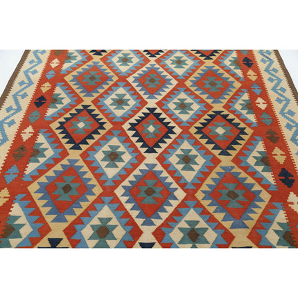 Kafkaas Kilim 6' 7" X 9' 11" Wool Hand-Woven Kilim 6' 7" X 9' 11" (201 X 302) / Multi / Multi