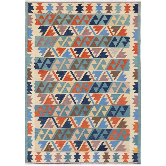 Kafkaas Kilim Hand-Woven Wool Kilim IVA0005270 - Natalia Rugs