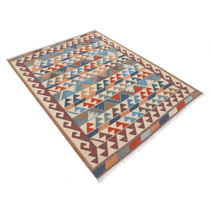 Kafkaas Kilim 4' 11" X 6' 8" Wool Hand-Woven Kilim 4' 11" X 6' 8" (150 X 203) / Multi / Multi