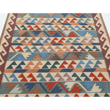 Kafkaas Kilim 4' 11" X 6' 8" Wool Hand-Woven Kilim 4' 11" X 6' 8" (150 X 203) / Multi / Multi