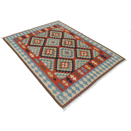 Kafkaas Kilim 4' 10" X 6' 5" Wool Hand-Woven Kilim 4' 10" X 6' 5" (147 X 196) / Multi / Multi