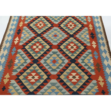 Kafkaas Kilim 4' 10" X 6' 5" Wool Hand-Woven Kilim 4' 10" X 6' 5" (147 X 196) / Multi / Multi