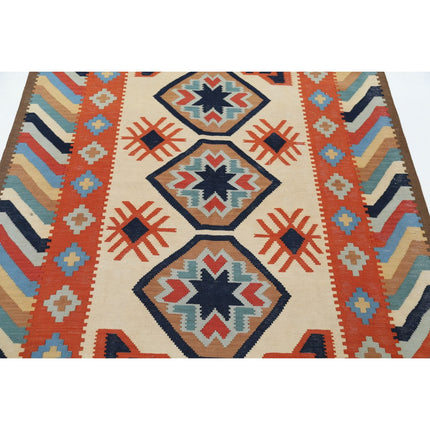 Kafkaas Kilim 4' 10" X 6' 8" Wool Hand-Woven Kilim 4' 10" X 6' 8" (147 X 203) / Multi / Multi