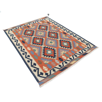 Kafkaas Kilim 5' 0" X 6' 6" Wool Hand-Woven Kilim 5' 0" X 6' 6" (152 X 198) / Multi / Multi