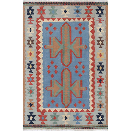 Kafkaas Kilim Hand-Woven Wool Kilim IVA0005303 - Natalia Rugs