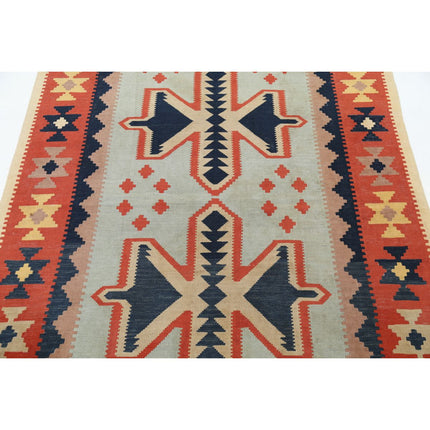 Kafkaas Kilim 4' 7" X 6' 8" Wool Hand-Woven Kilim 4' 7" X 6' 8" (140 X 203) / Multi / Multi