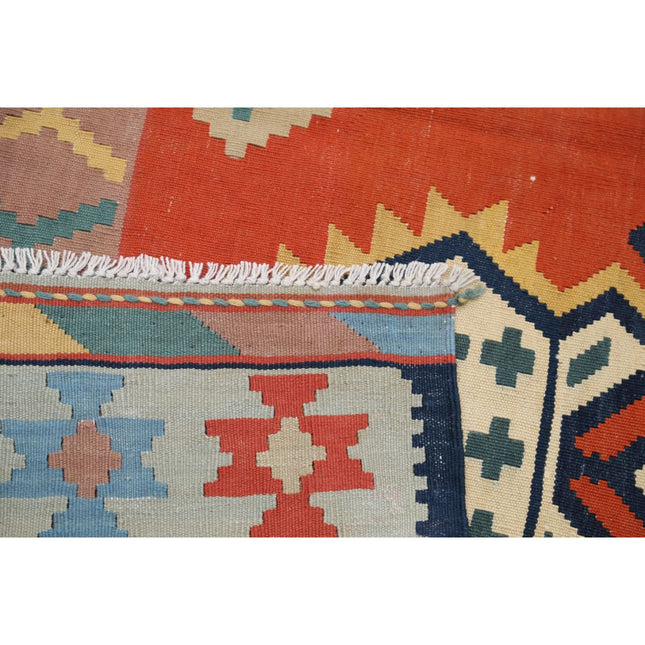 Kafkaas Kilim 6' 7" X 9' 10" Wool Hand-Woven Kilim 6' 7" X 9' 10" (201 X 300) / Multi / Multi