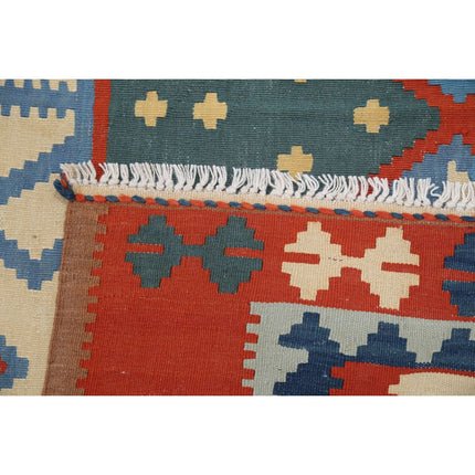 Kafkaas Kilim 4' 10" X 6' 6" Wool Hand-Woven Kilim 4' 10" X 6' 6" (147 X 198) / Multi / Multi