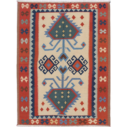 Kafkaas Kilim Hand-Woven Wool Kilim IVA0005679 - Natalia Rugs