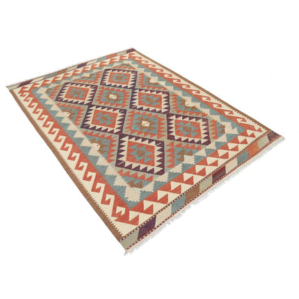 Kafkaas Kilim 4' 10" X 6' 8" Wool Hand-Woven Kilim 4' 10" X 6' 8" (147 X 203) / Multi / Multi