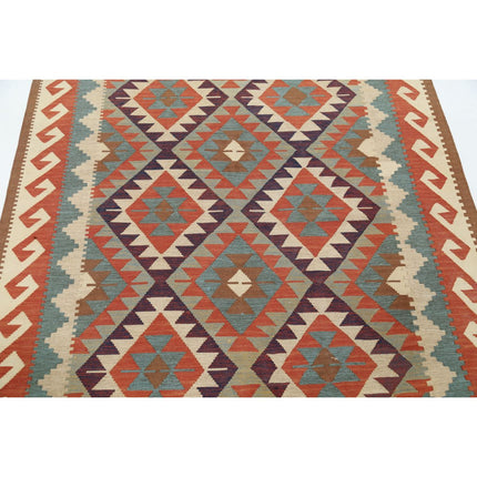 Kafkaas Kilim 4' 10" X 6' 8" Wool Hand-Woven Kilim 4' 10" X 6' 8" (147 X 203) / Multi / Multi