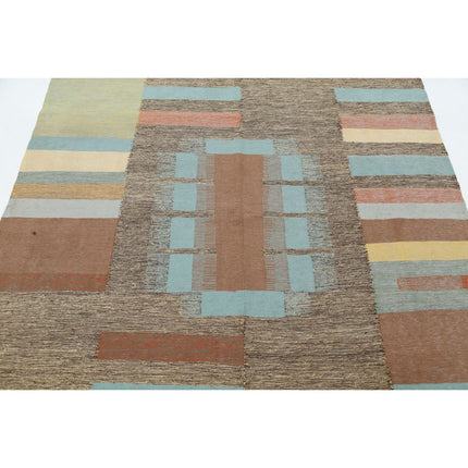 Kafkaas Kilim 5' 2" X 6' 10" Wool Hand-Woven Kilim 5' 2" X 6' 10" (157 X 208) / Multi / Multi