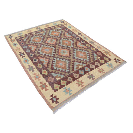 Kafkaas Kilim 5' 0" X 6' 5" Wool Hand-Woven Kilim 5' 0" X 6' 5" (152 X 196) / Multi / Multi