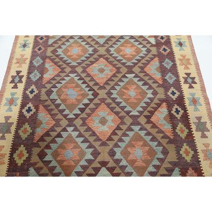 Kafkaas Kilim 5' 0" X 6' 5" Wool Hand-Woven Kilim 5' 0" X 6' 5" (152 X 196) / Multi / Multi