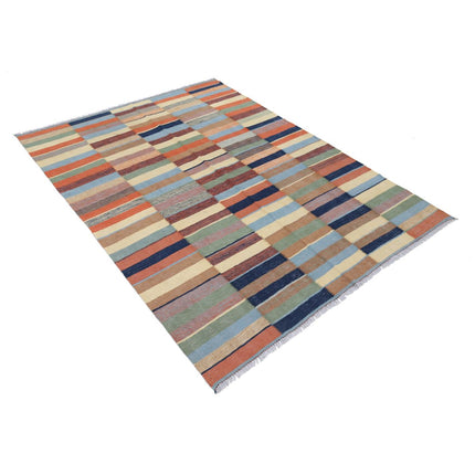 Kafkaas Kilim 5' 0" X 6' 7" Wool Hand-Woven Kilim 5' 0" X 6' 7" (152 X 201) / Multi / Multi