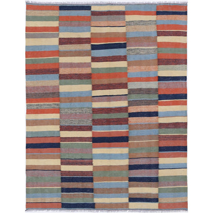 Kafkaas Kilim Hand-Woven Wool Kilim IVA0008698 - Natalia Rugs