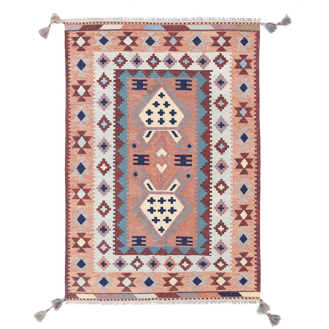 Kafkaas Kilim Hand-Woven Wool Kilim IVA0010280 - Natalia Rugs