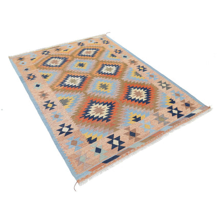 Kafkaas Kilim 4' 11" X 6' 8" Wool Hand-Woven Kilim 4' 11" X 6' 8" (150 X 203) / Multi / Multi