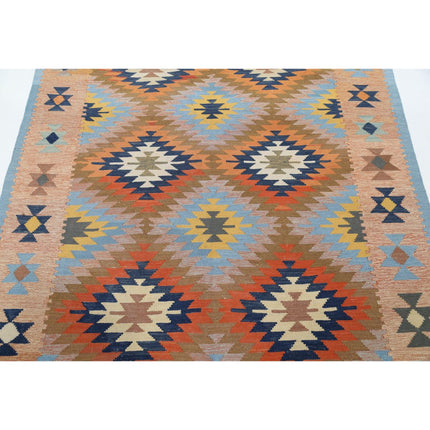 Kafkaas Kilim 4' 11" X 6' 8" Wool Hand-Woven Kilim 4' 11" X 6' 8" (150 X 203) / Multi / Multi