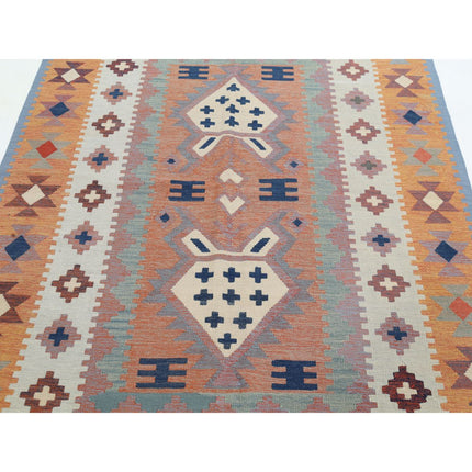 Kafkaas Kilim 4' 11" X 6' 11" Wool Hand-Woven Kilim 4' 11" X 6' 11" (150 X 211) / Multi / Multi