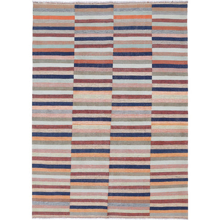 Kafkaas Kilim Hand-Woven Wool Kilim IVA0010308 - Natalia Rugs