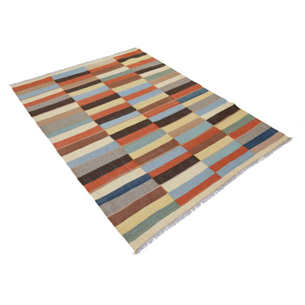 Kafkaas Kilim 5' 0" X 6' 9" Wool Hand-Woven Kilim 5' 0" X 6' 9" (152 X 206) / Multi / Multi