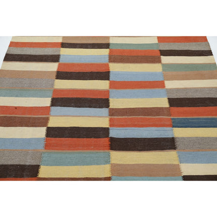 Kafkaas Kilim 5' 0" X 6' 9" Wool Hand-Woven Kilim 5' 0" X 6' 9" (152 X 206) / Multi / Multi