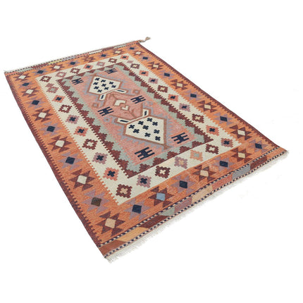 Kafkaas Kilim 4' 9" X 6' 10" Wool Hand-Woven Kilim 4' 9" X 6' 10" (145 X 208) / Multi / Multi