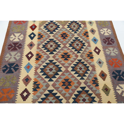 Kafkaas Kilim 4' 11" X 6' 8" Wool Hand-Woven Kilim 4' 11" X 6' 8" (150 X 203) / Multi / Multi