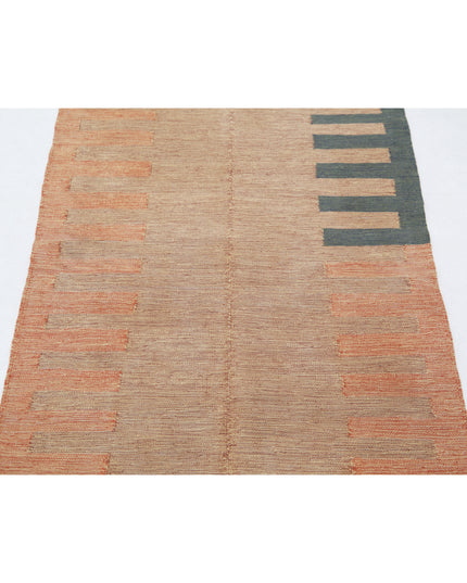Kafkas Kilim 2' 7" X 4' 1" Hand Knotted Wool Kilim 2' 7" X 4' 1" (79 X 124) / Brown / Wool