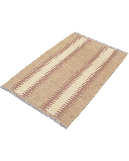 Kafkas Kilim 2' 7" X 4' 1" Hand Knotted Wool Kilim 2' 7" X 4' 1" (79 X 124) / Brown / Wool