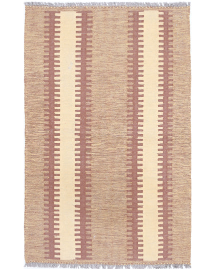 Kafkas Kilim 2' 7" X 4' 1" Hand Knotted Wool Kilim 2' 7" X 4' 1" (79 X 124) / Brown / Wool
