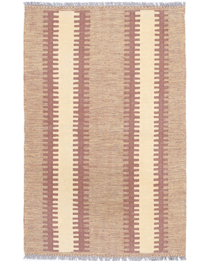 Kafkas Kilim 2' 7" X 4' 1" Hand Knotted Wool Kilim 2' 7" X 4' 1" (79 X 124) / Brown / Wool