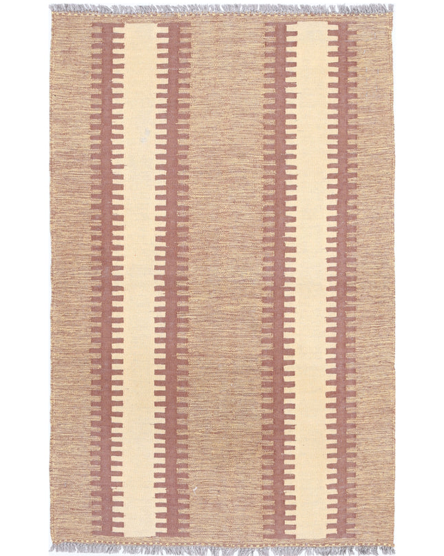 Kafkas Kilim 2' 7" X 4' 1" Hand Knotted Wool Kilim 2' 7" X 4' 1" (79 X 124) / Brown / Wool