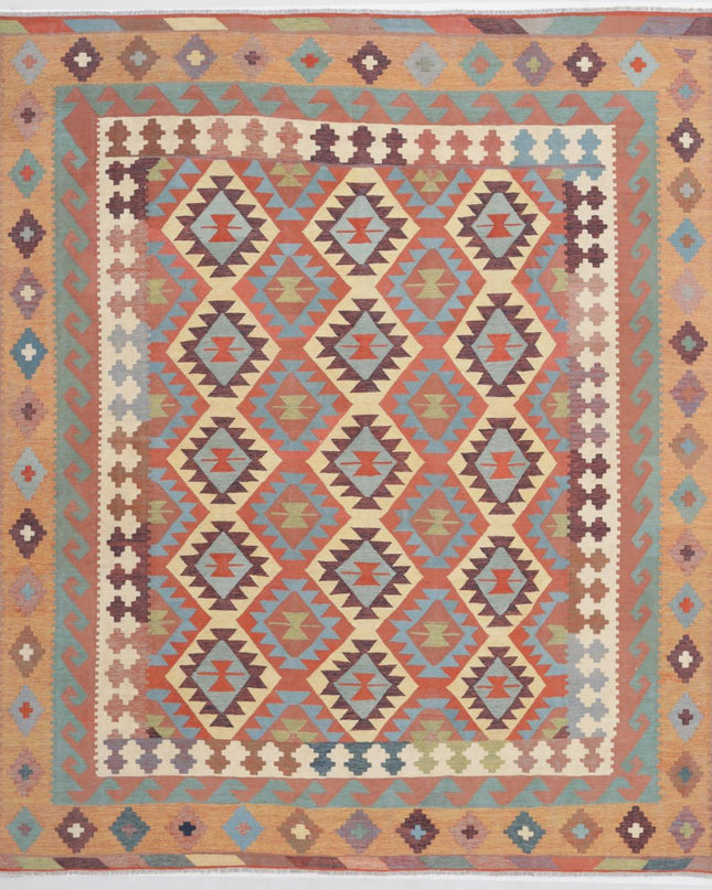 Kafkas Kilim 8' 3" X 9' 9" Hand Woven Wool Kilim 8' 3" X 9' 9" (251 X 297) / Blue / Wool