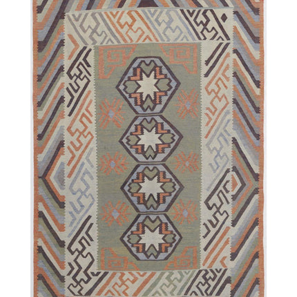 Kafkas Kilim 5' 11" X 8' 8" Hand Woven Wool Kilim 5' 11" X 8' 8" (180 X 264) / Brown / Wool