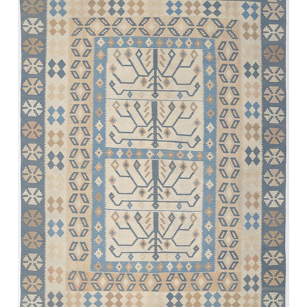 Kafkas Kilim 8' 8" X 11' 8" Hand Woven Wool Kilim 8' 8" X 11' 8" (264 X 356) / Beige / Wool