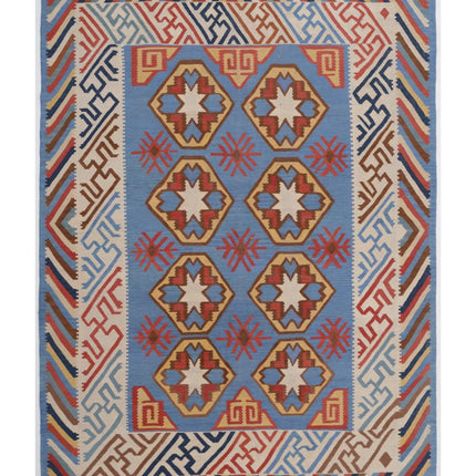 Kafkas Kilim 6' 8" X 8' 11" Hand Woven Wool Kilim 6' 8" X 8' 11" (203 X 272) / Multi / Wool