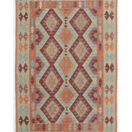 Kafkas Kilim 5' 9" X 8' 10" Hand Woven Wool Kilim 5' 9" X 8' 10" (175 X 269) / Multi / Wool