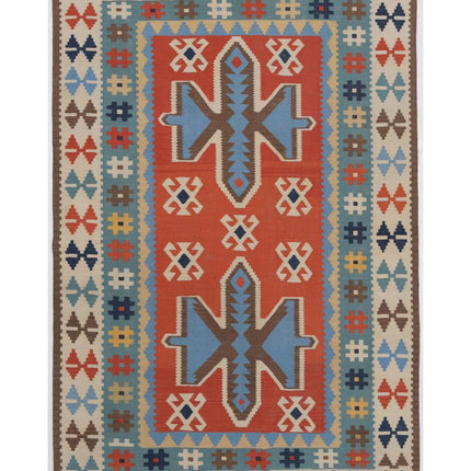 Kafkas Kilim 5' 9" X 8' 8" Hand Woven Wool Kilim 5' 9" X 8' 8" (175 X 264) / Multi / Wool