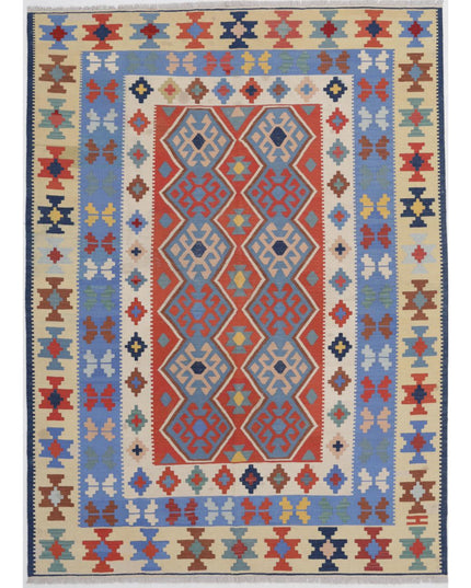 Kafkas Kilim 6' 1" X 8' 8" Hand Woven Wool Kilim 6' 1" X 8' 8" (185 X 264) / Blue / Wool