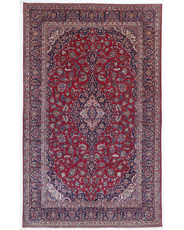 Kashan 7' 5" X 12' 4" Hand Knotted Kork Wool Rug 7' 5" X 12' 4" (226 X 376) / Red / Kork Wool