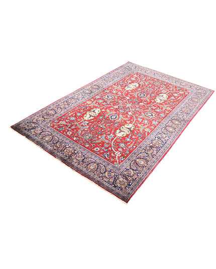 Kashan 4' 5" X 6' 9" Hand Knotted Silk Rug 4' 5" X 6' 9" (135 X 206) / Red / Silk